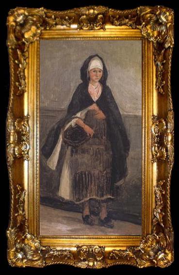 framed  Jean Baptiste Camille  Corot Femme de Pecheur de Dieppe (mk11), ta009-2